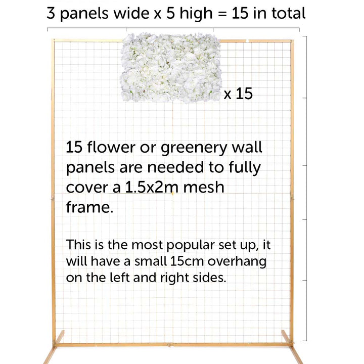 Flower Wall Mesh Stand Frame - Square Edge - Gold (2mx1.5m)