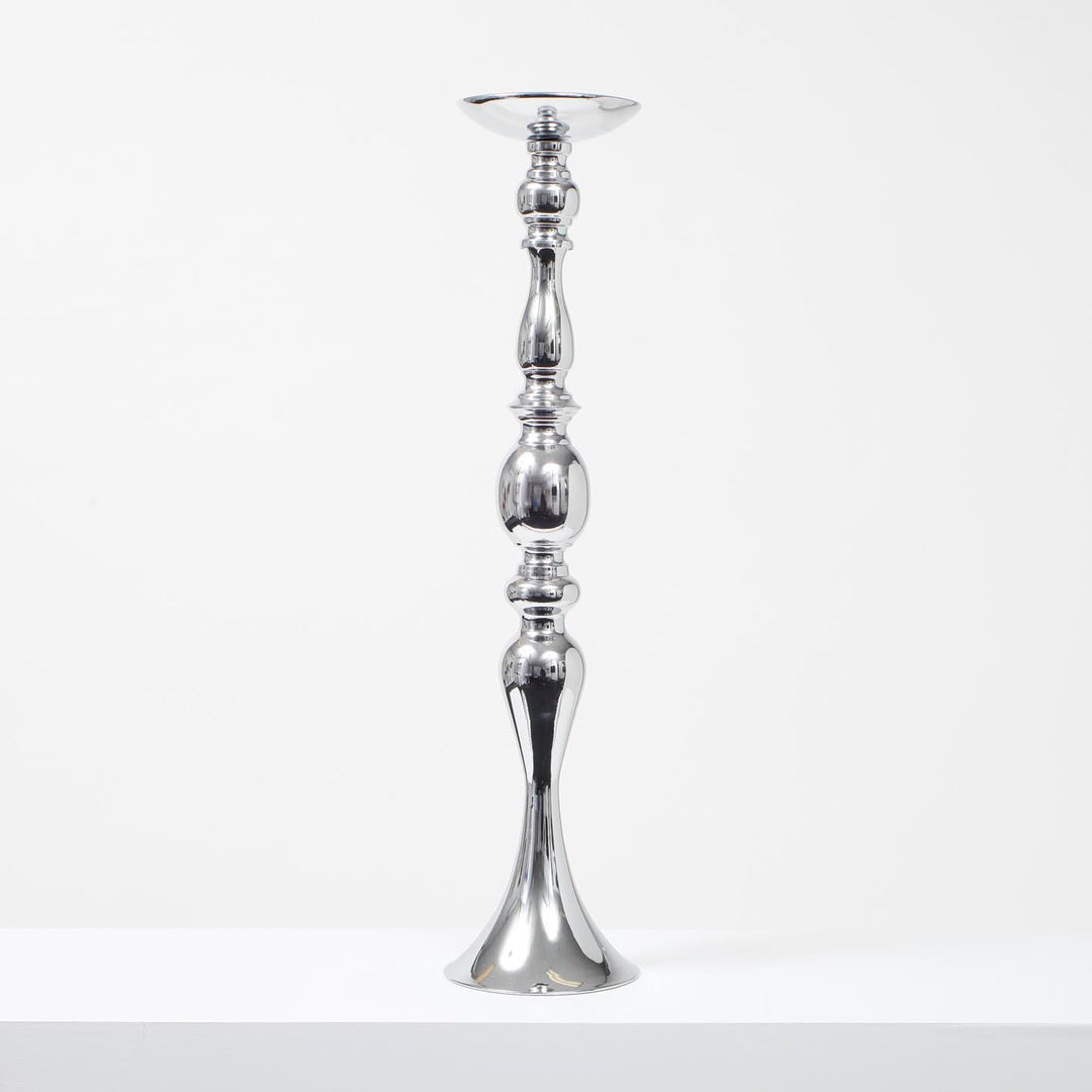 CLEARANCE Candlestick Pedestal Centrepiece Vase - Silver (58cmH)