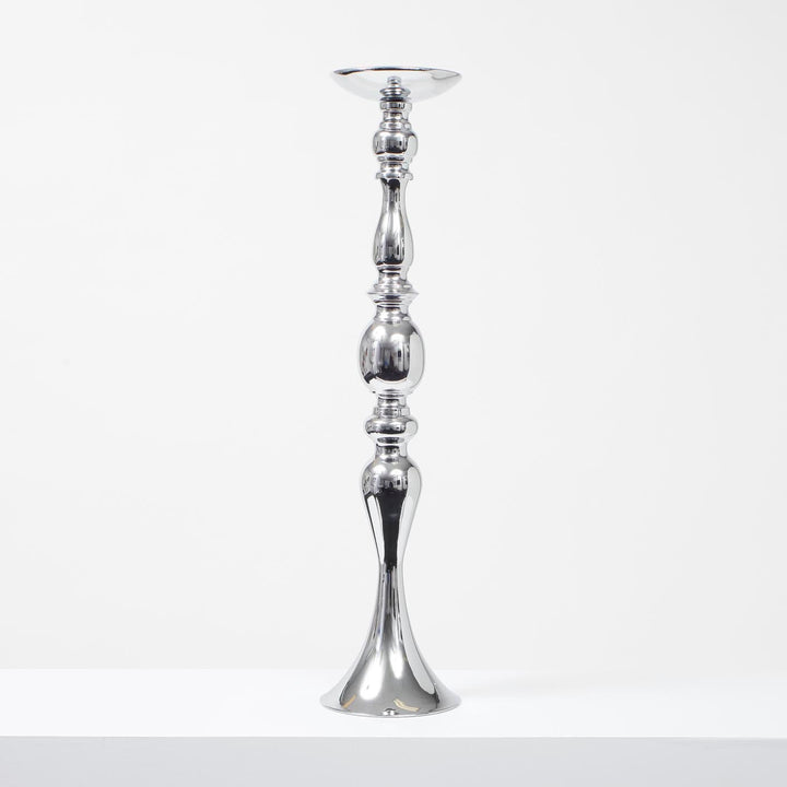 CLEARANCE Candlestick Pedestal Centrepiece Vase - Silver (58cmH)