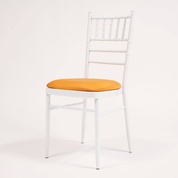 Gold Cushion Cover on White Chiavari Chair