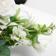 Artificial Rose Small Flower Bouquet (5cm heads) - White - Spray Style