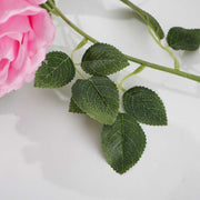 Artificial Pink Rose Vine 9cm Flower Close Up Of Leaves