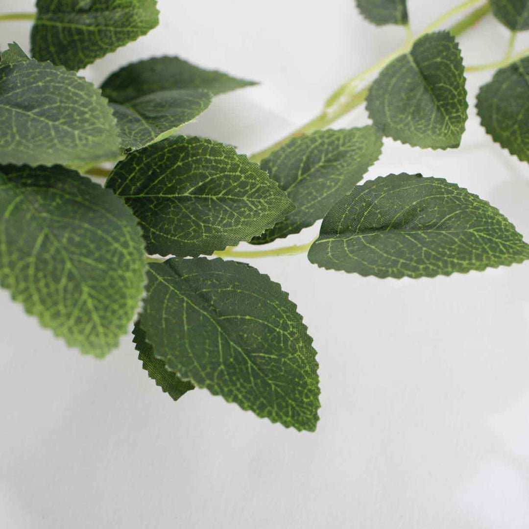 Artificial White Rose Vine 9cm Flower Leaf Close Up