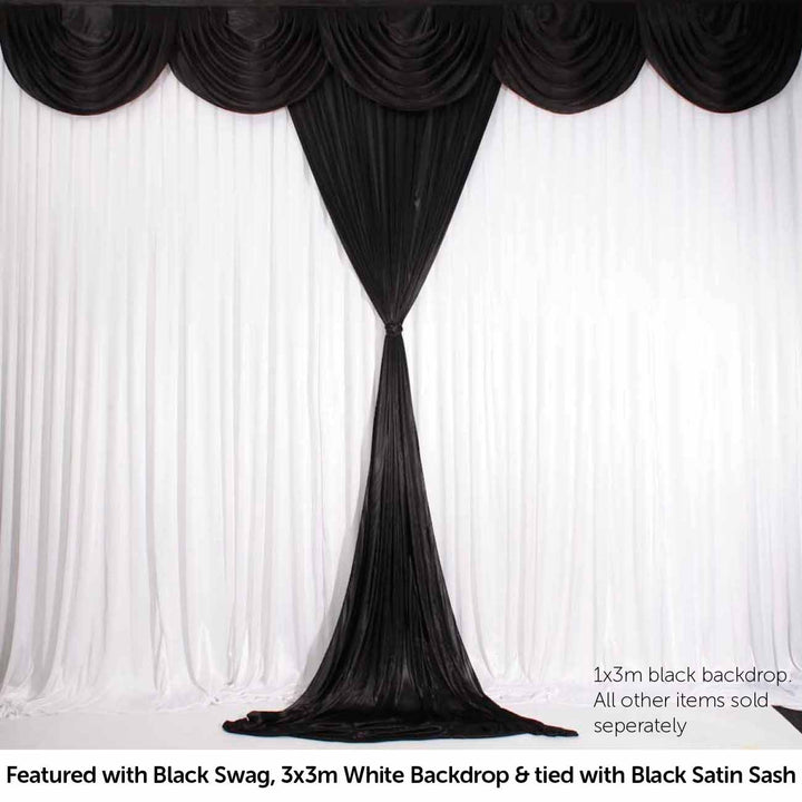 Ice Silk Satin Convertible Backdrop Panel - Black (1x3m)