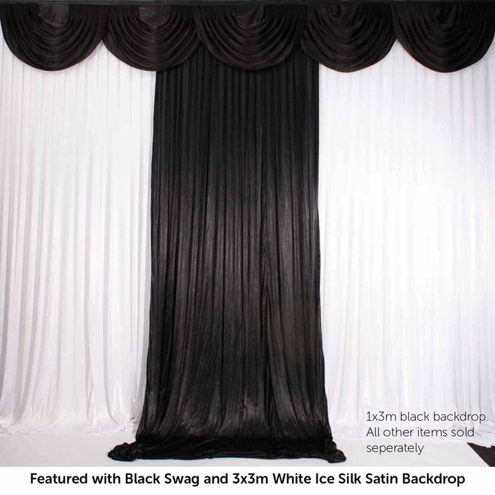 Ice Silk Satin Convertible Backdrop Panel - Black (1x3m)