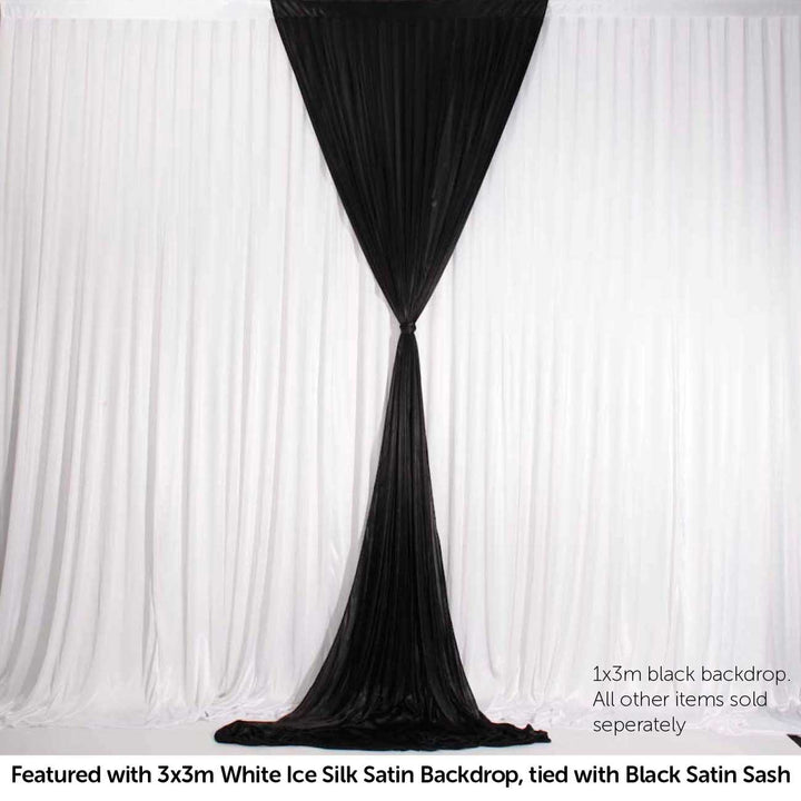 Ice Silk Satin Convertible Backdrop Panel - Black (1x3m)
