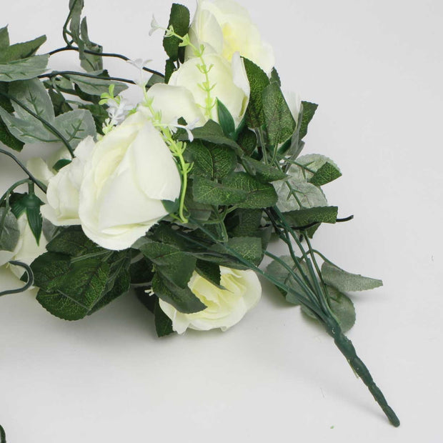 White Rose (6cm) Flower Waterfall Bouquet Handle