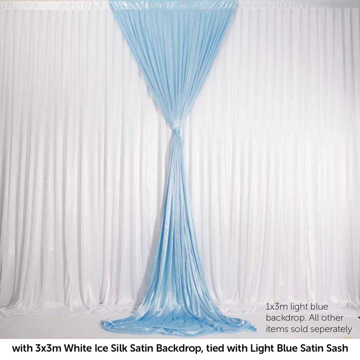 Ice Silk Satin Convertible Backdrop Panel - Light Blue (1x3m)