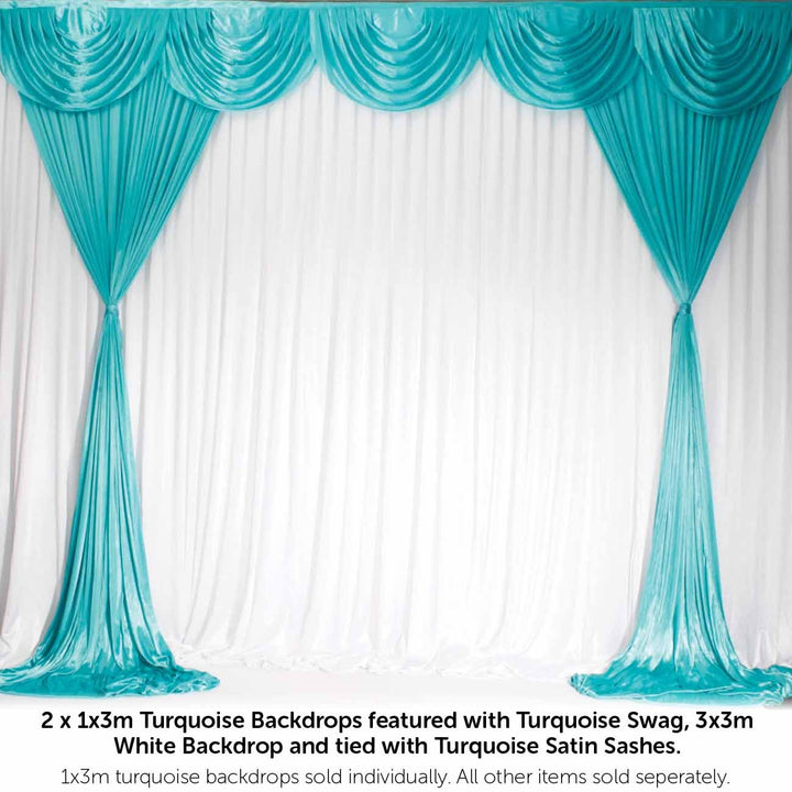 Ice Silk Satin Convertible Backdrop Panel - Turquoise (1x3m)