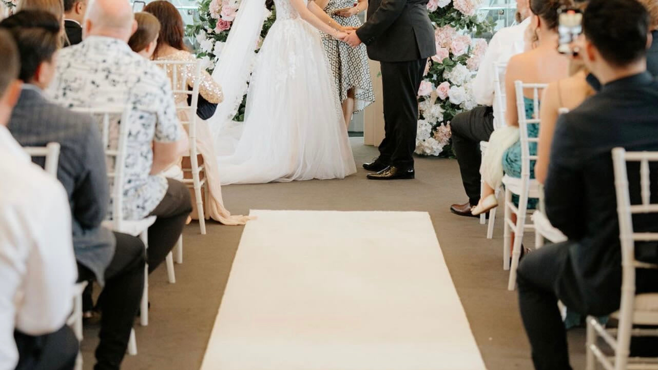 Tulle and Clear String Bead Wedding Arbour