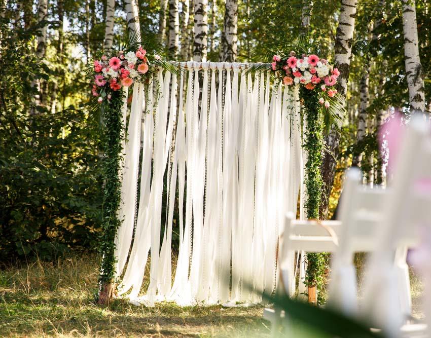 Tulle and Clear String Bead Wedding Arbour