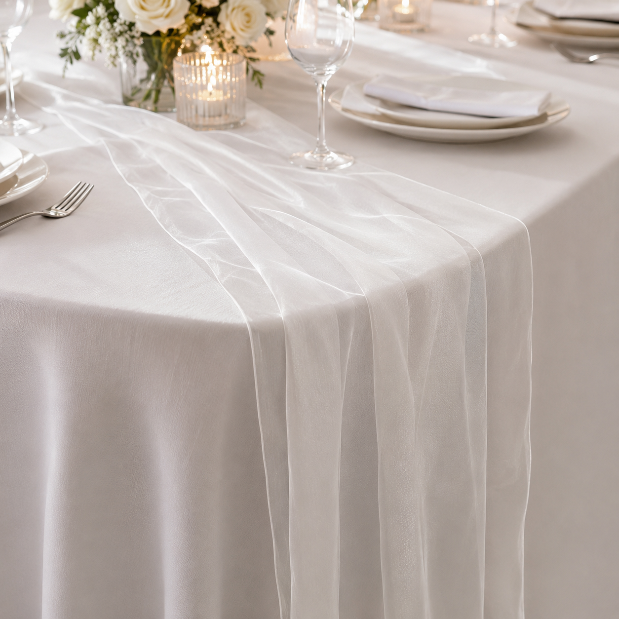 Organza Table Runners - White