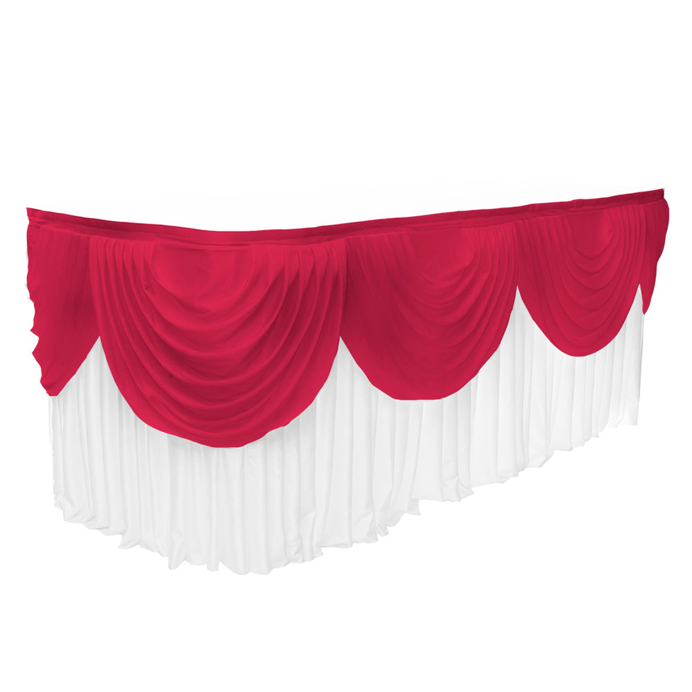 Ice Silk Satin 3m Swag - Burgundy fitted to ice silk skirting