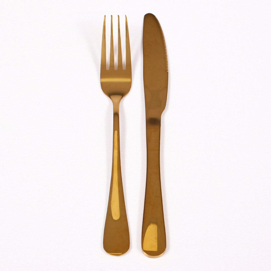 2pc Cutlery Set (Knife & Fork) - Gold no setting