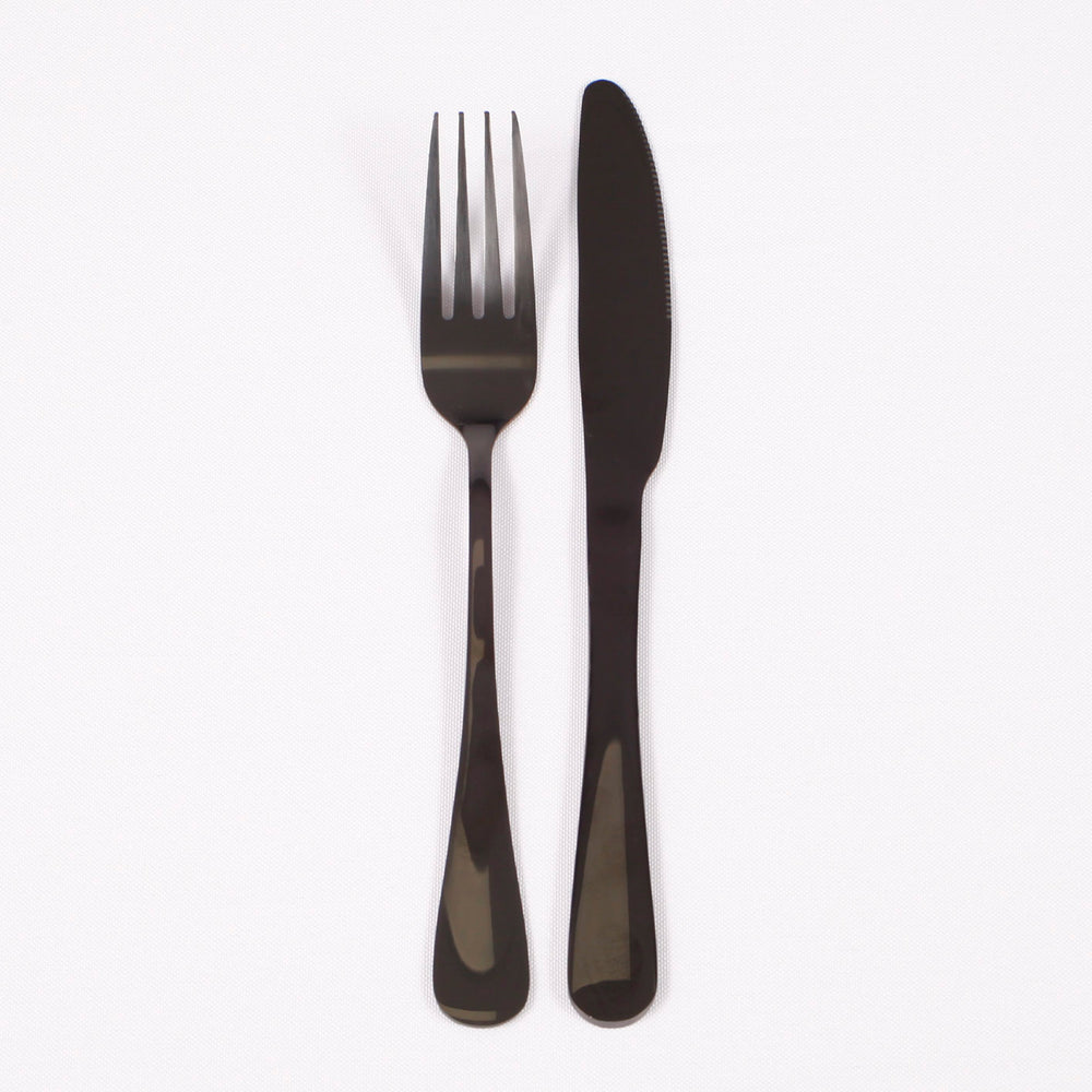 2pc Cutlery Set (Knife & Fork) - Black no setting