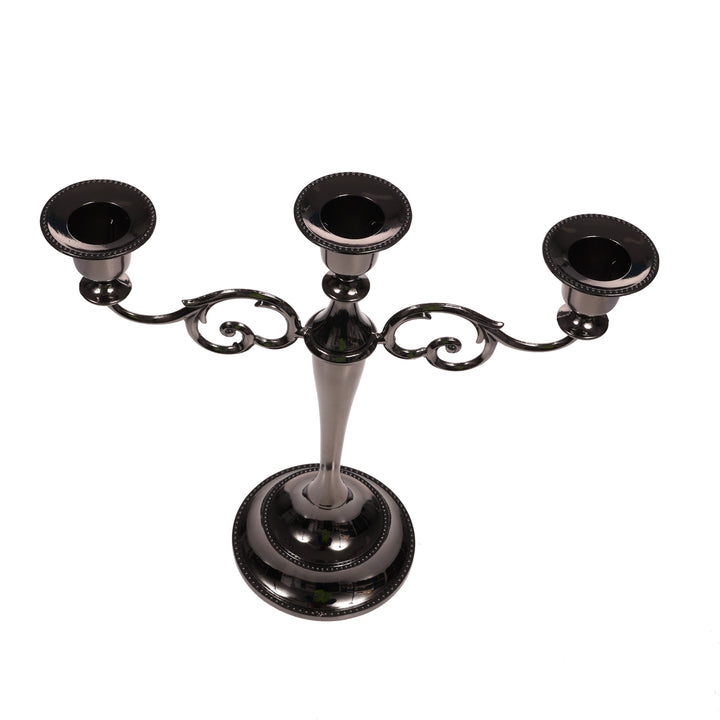 3 Arm Antique Candelabra - Black Silver (26cm) Top View