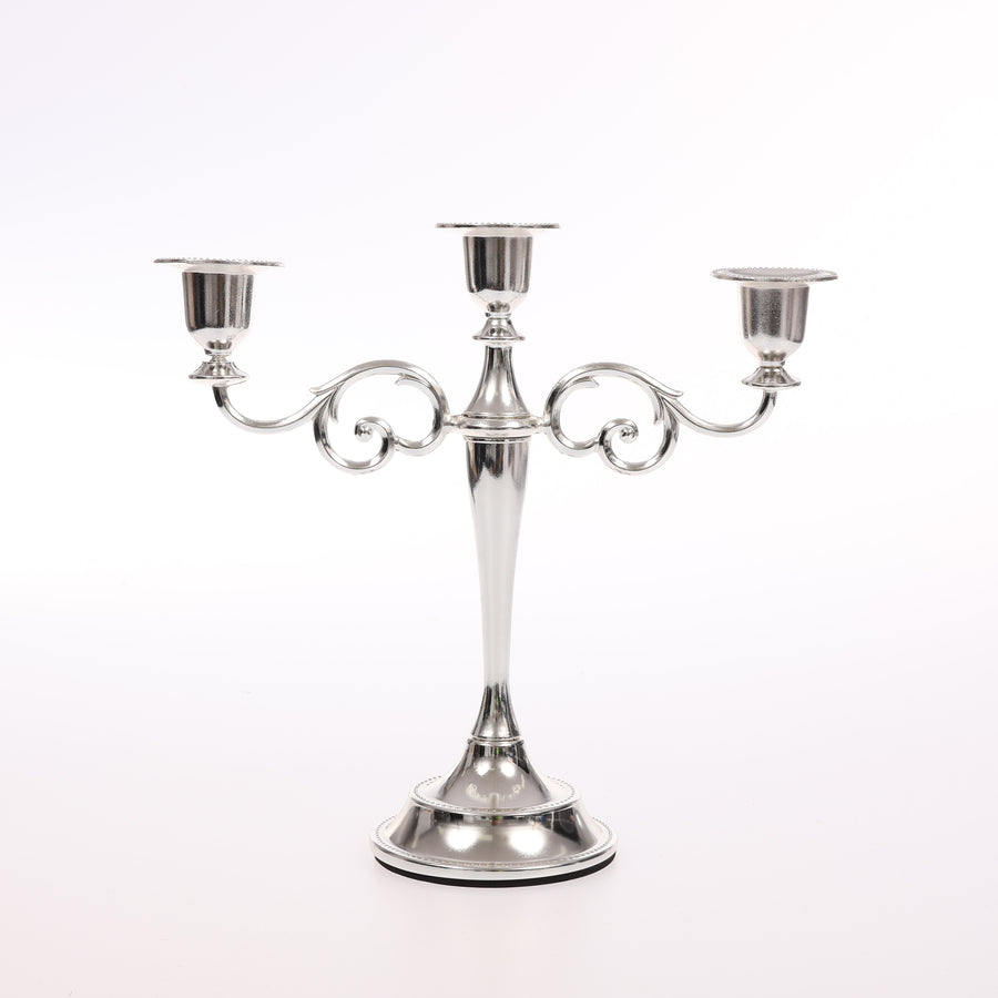 3 Arm Antique Candelabra - Silver (26cm)