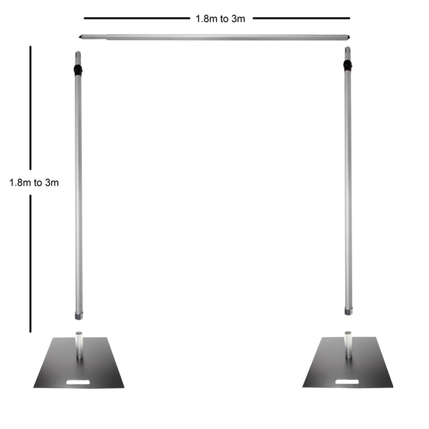 Backdrop Stand Set for 3x3m Backdrop (Pipe and Drape) Dimensions