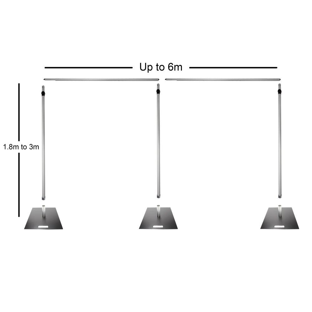 Stand Set for 6mx3m Backdrop (Pipe and Drape) Dimensions