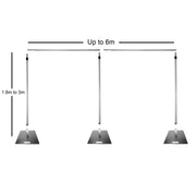 Stand Set for 6mx3m Backdrop (Pipe and Drape) Dimensions