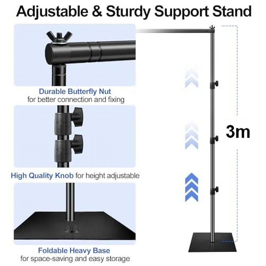 Adjustable Backdrop Stand With Steel Base - Black (3x3m) details