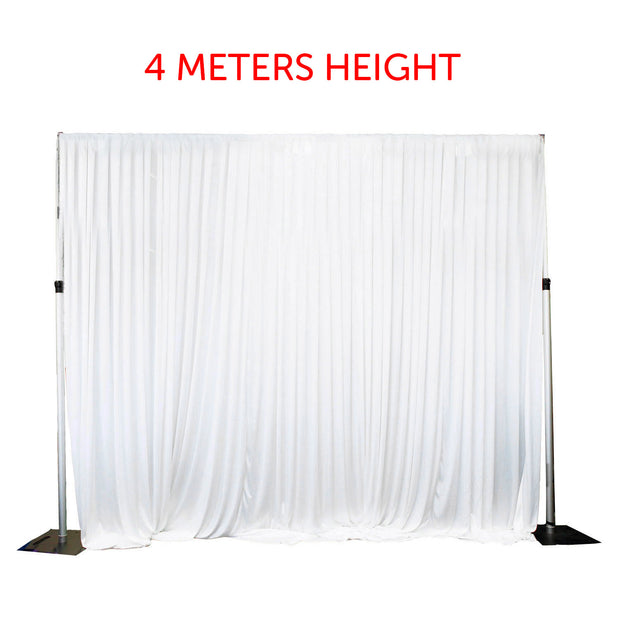 White Ice Silk Satin Backdrops - No Swag - 6 meters length x 4 meters high
