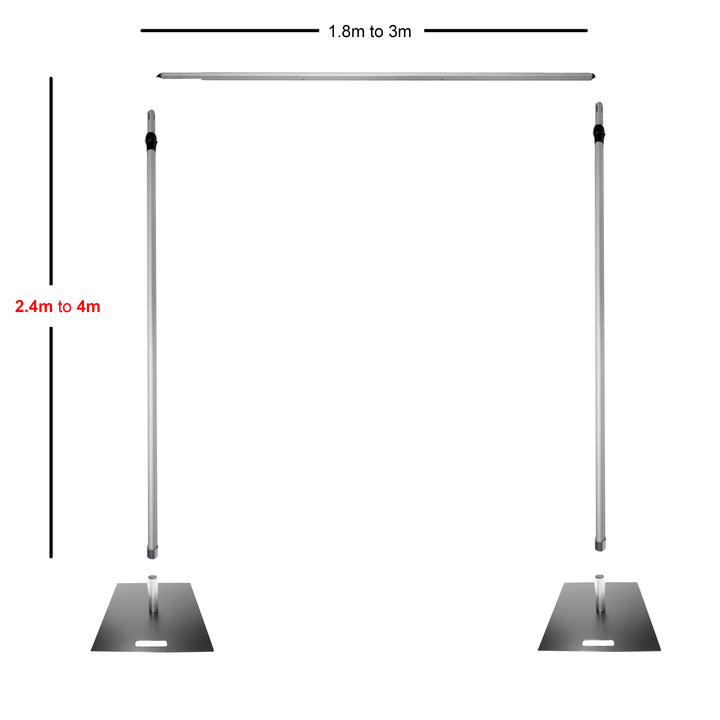 Backdrop Stand Set for 4 meters Height x 3m Length Backdrop (Pipe and Drape) Dimensions