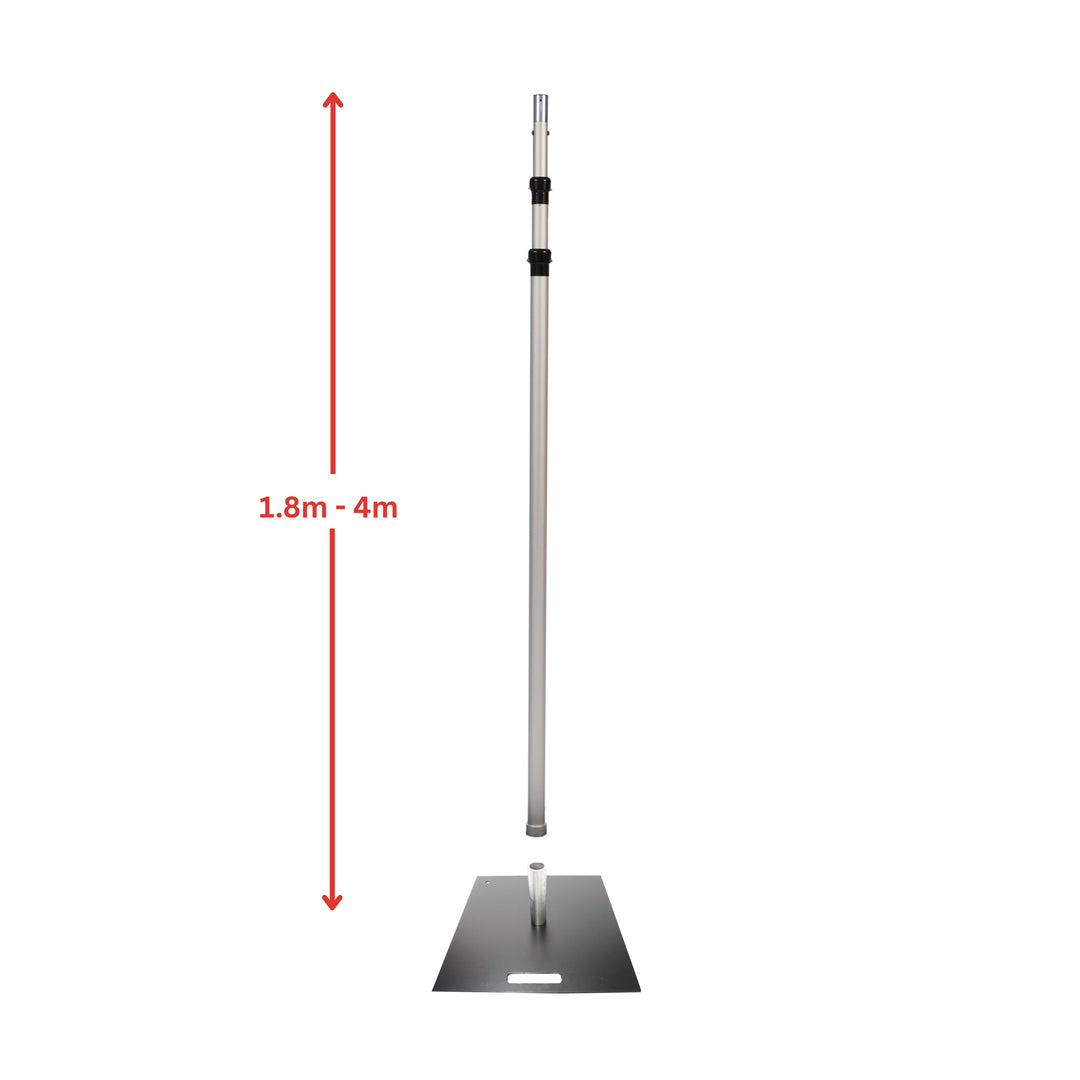 Upright Pole, Spigot & Baseplate - Pipe and Drape (1.8m - 4m)