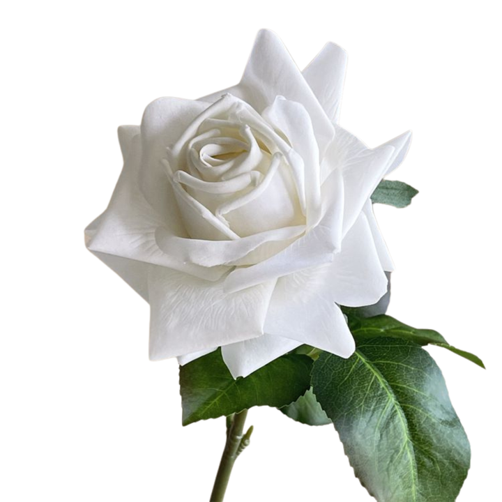 Artificial Real Touch Rose Stem - White