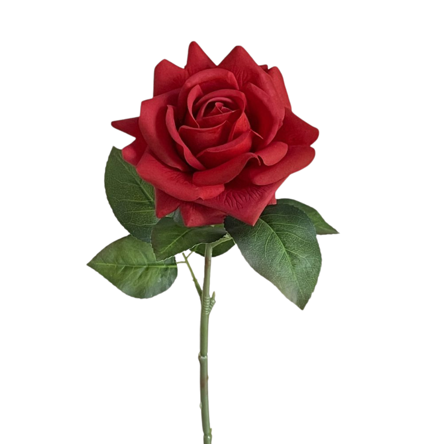 Artificial Real Touch Rose Stem - Red
