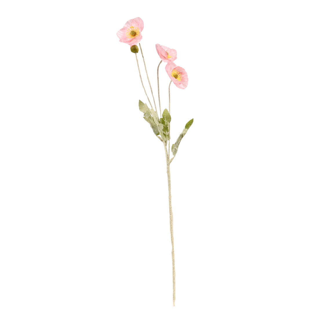 Artificial Poppy Spray - Light Pink