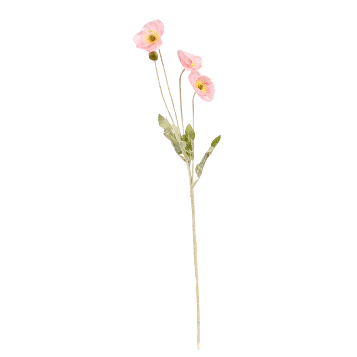 Artificial Poppy Spray - Light Pink