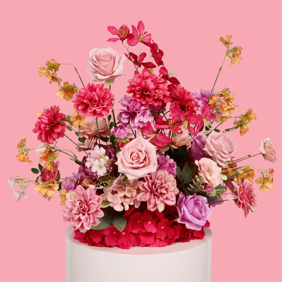 Artificial Flower Arrangement - Pink, Purple & Orange