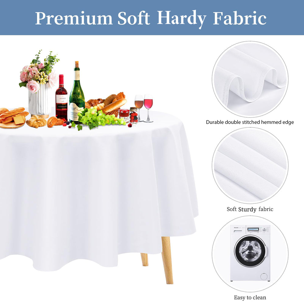 White Round Tablecloth (220cm) Quality