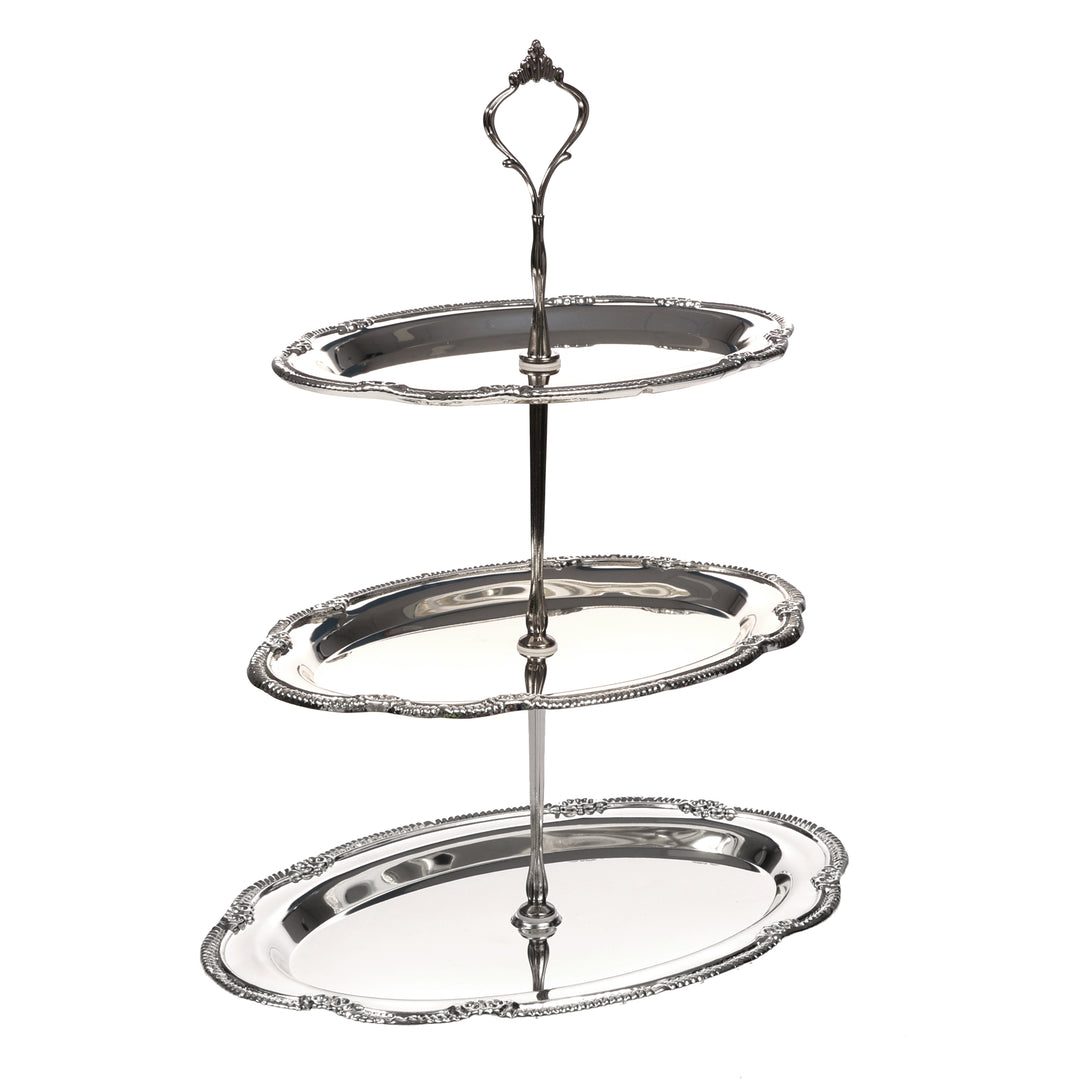 Antique Metal 3 Tier Cake Stand - Silver