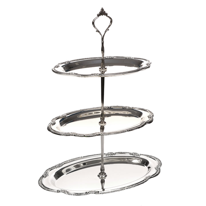 Antique Metal 3 Tier Cake Stand - Silver