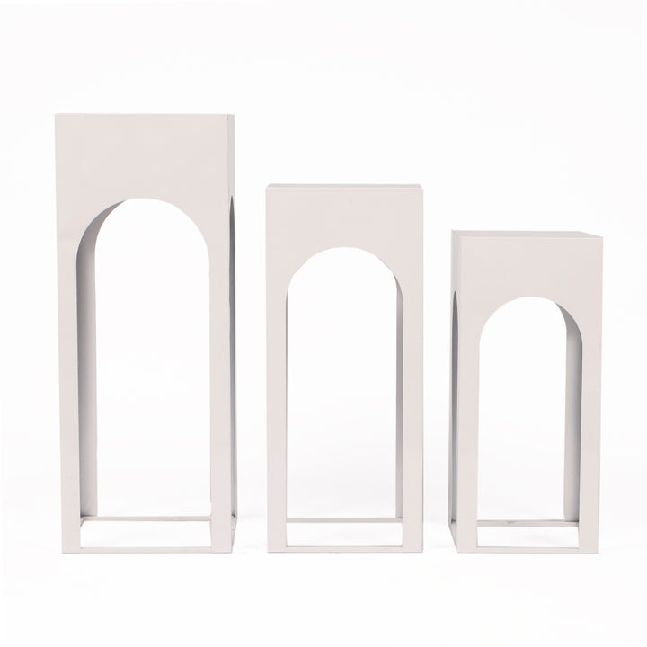 Arch Column Plinth Centrepiece Set - White (3 pieces)