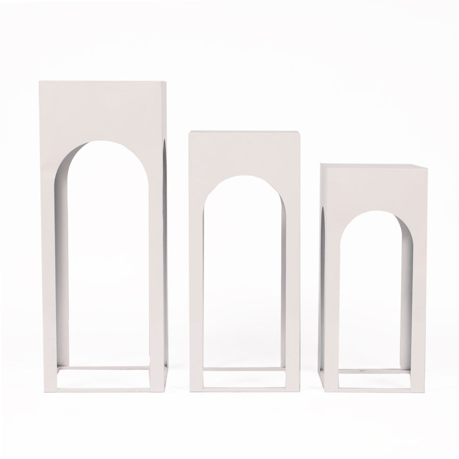 Arch Column Plinth Centrepiece Set - White (3 pieces)