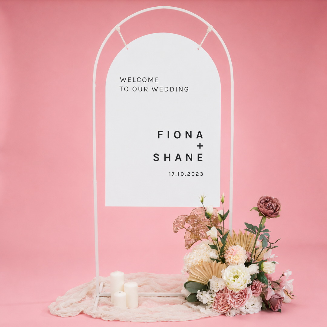 Arched Height Adjustable Freestanding Sign / Frame - White (90cm x 180cm)