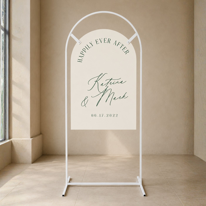 Arched Height Adjustable Freestanding Sign / Frame - White (90cm x 180cm)