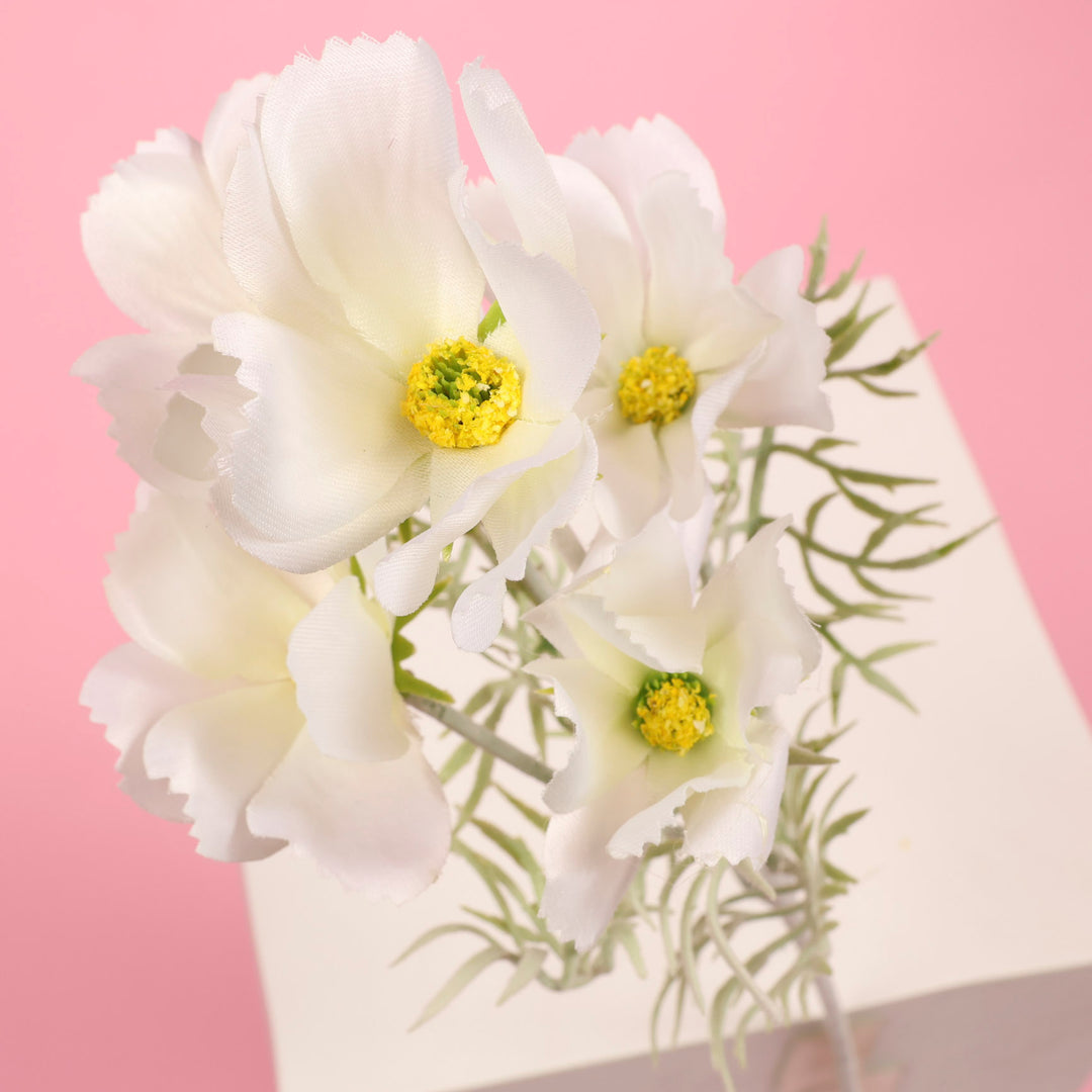 Artificial Cosmos Spray - White flower close up