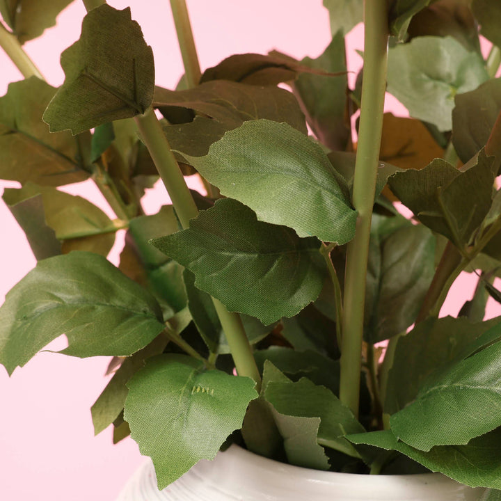 Artificial Real Touch Dahlia - Light Pink leaves close up