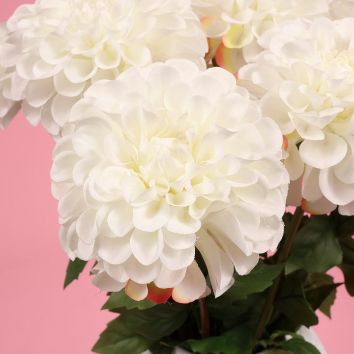 Artificial Real Touch Dahlia - White flower close up