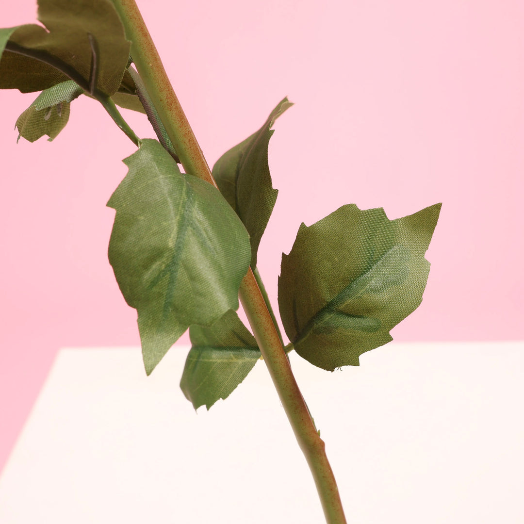 Artificial Real Touch Dahlia - White leaves and stem close up