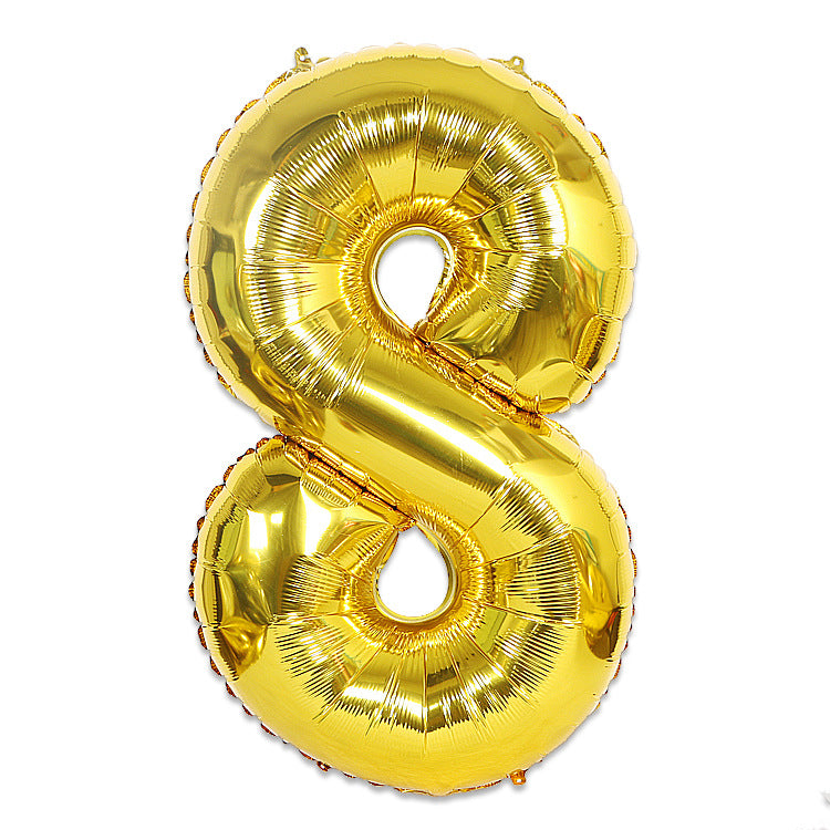 Large Foil Balloon Number 8 - Metallic Gold