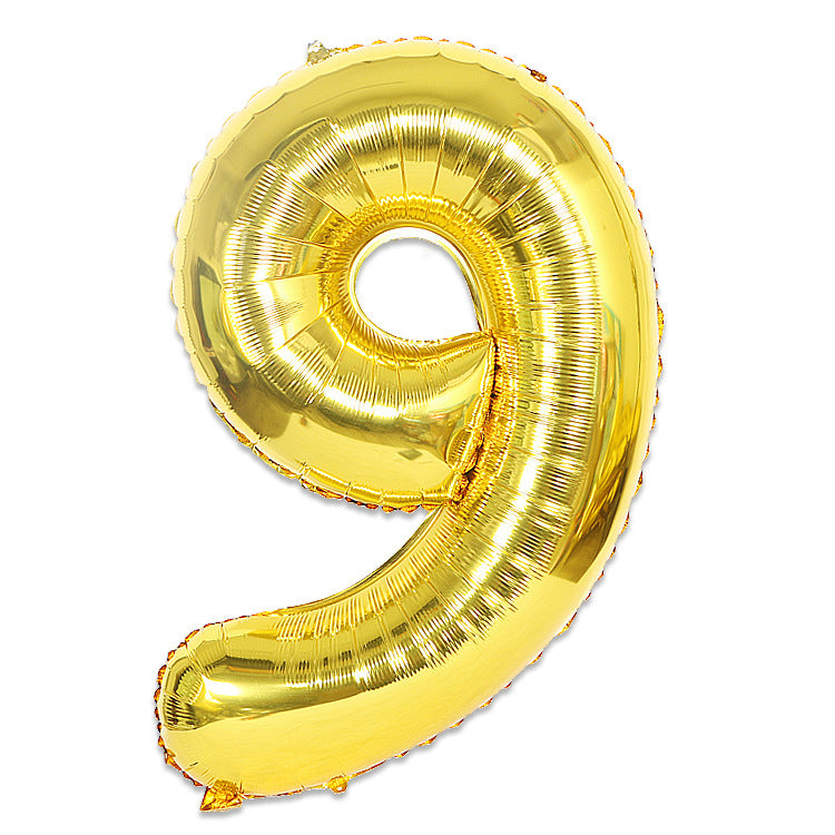 Large Foil Balloon Number 9 - Metallic Gold