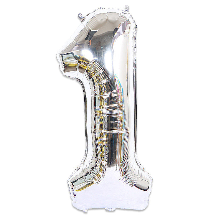 Large Foil Balloon Number 1 - Metallic Silver