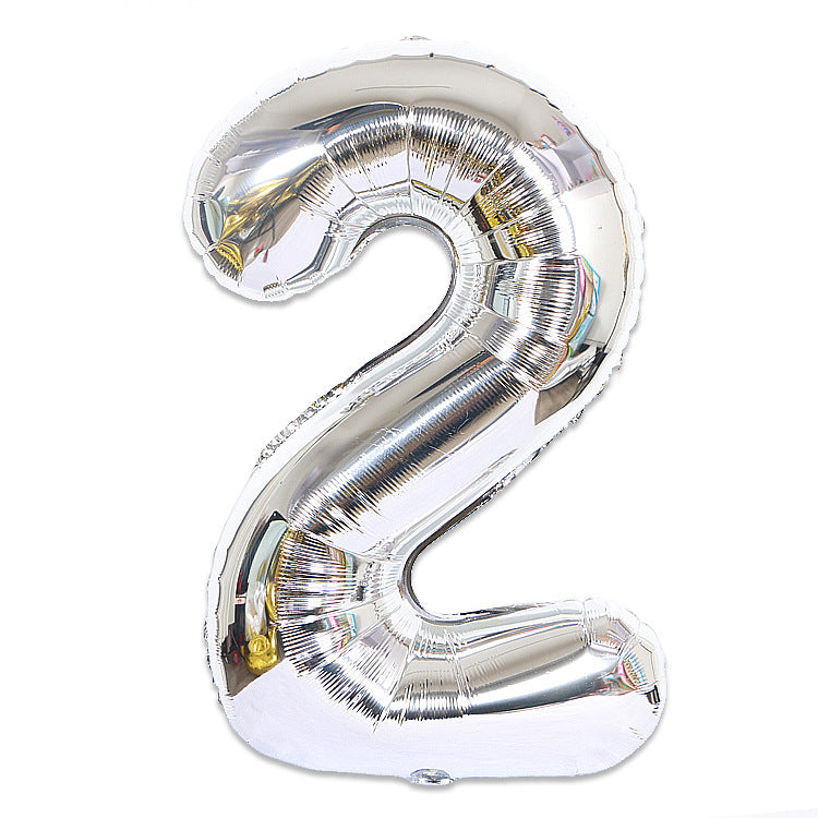 Large Foil Balloon Number 2 - Metallic Silver