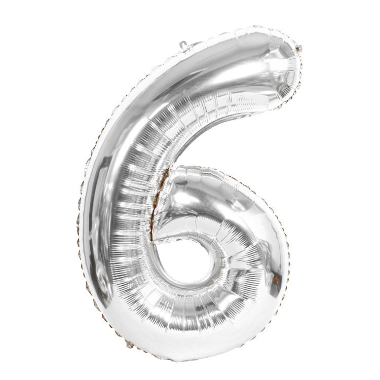 Large Foil Balloon Number 6 - Metallic Silver