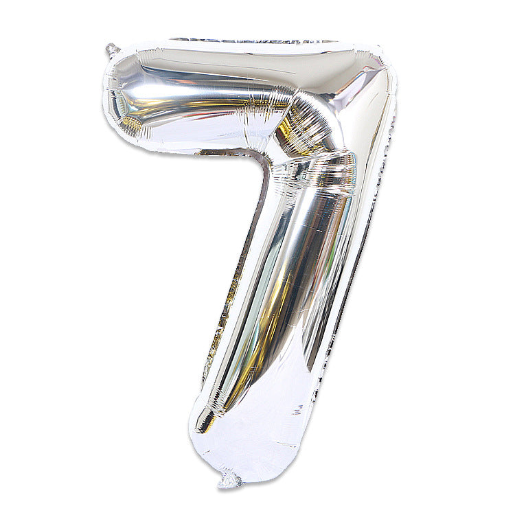 Large Foil Balloon Number 7 - Metallic Silver